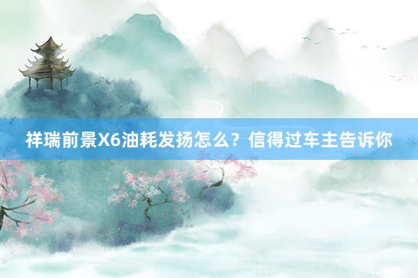 祥瑞前景X6油耗发扬怎么？信得过车主告诉你